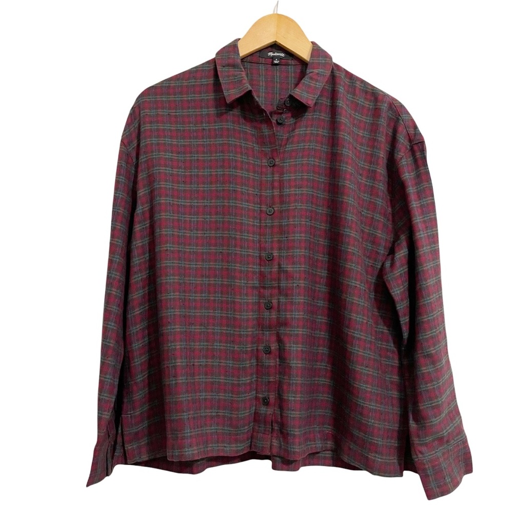 Madewell Westlake Pfeiffer Plaid Oversized Button Front Top - Picture 5 of 12